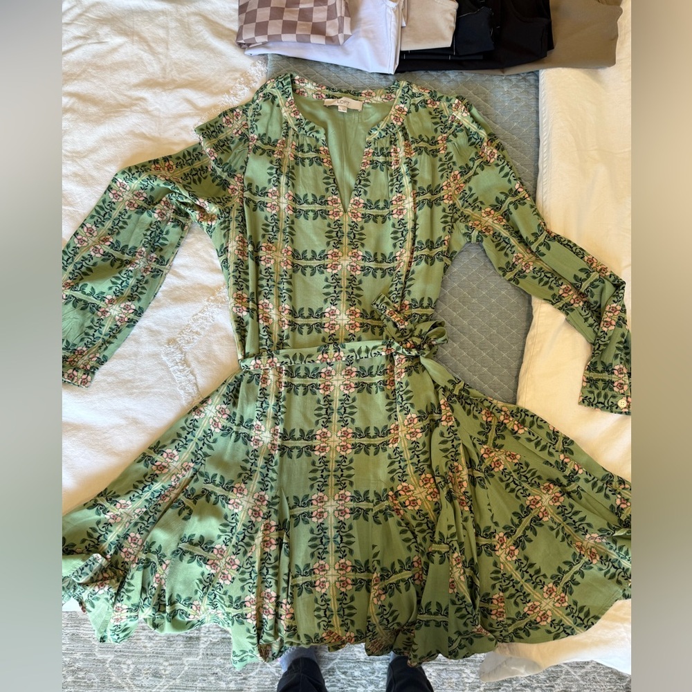 Loft floral green dress